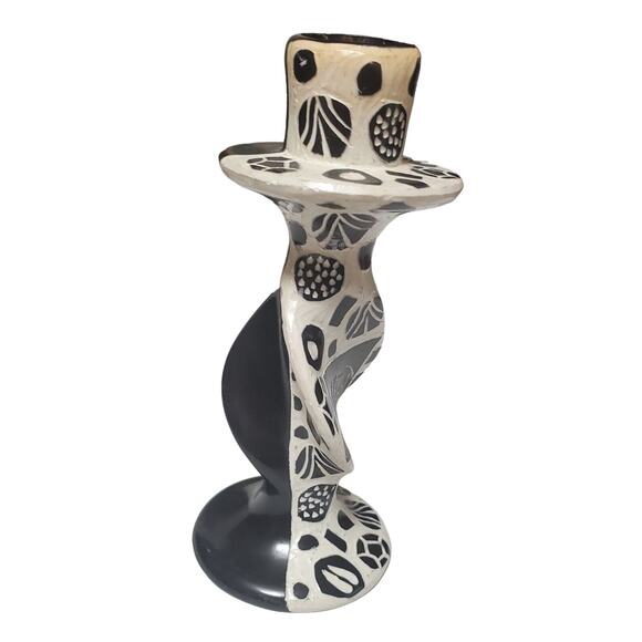 Earthbound Trading Co Ceramic Swirl Candlestick Elephant Lion Paw Made In Kenya - Picture 3 of 10